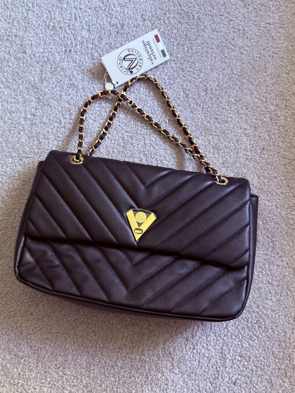 VALENTINO ORLANDI Vegan Leather Quilted Shoulder Bag